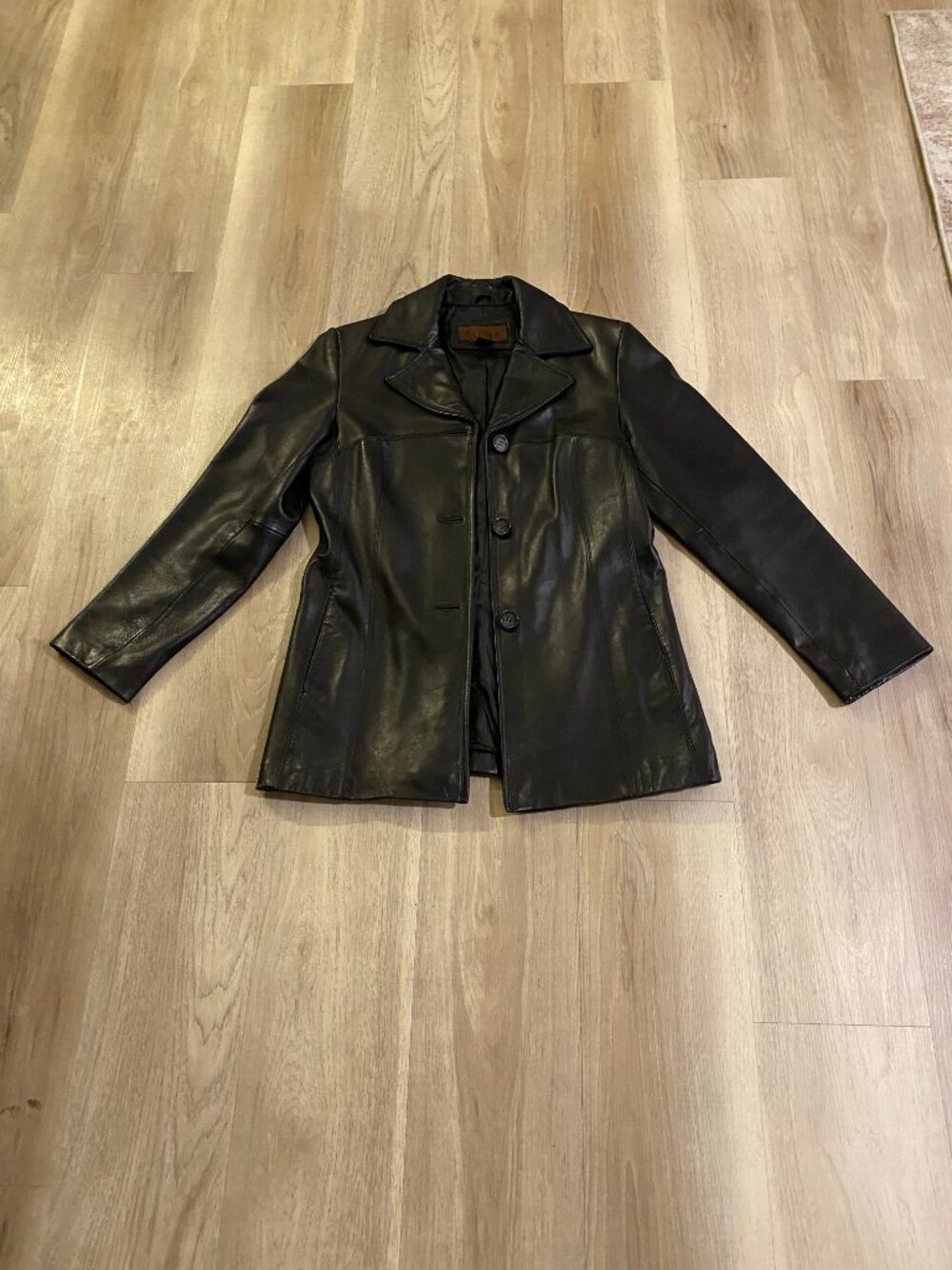 90s Vintage Siena Studio Genuine Leather Jacket Black Tailored Minimalist Coat - Picture 4 of 13